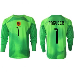 Holandia Remko Pasveer #1 Bramkarskie Koszulka Podstawowych MŚ 2022 Długi Rękaw